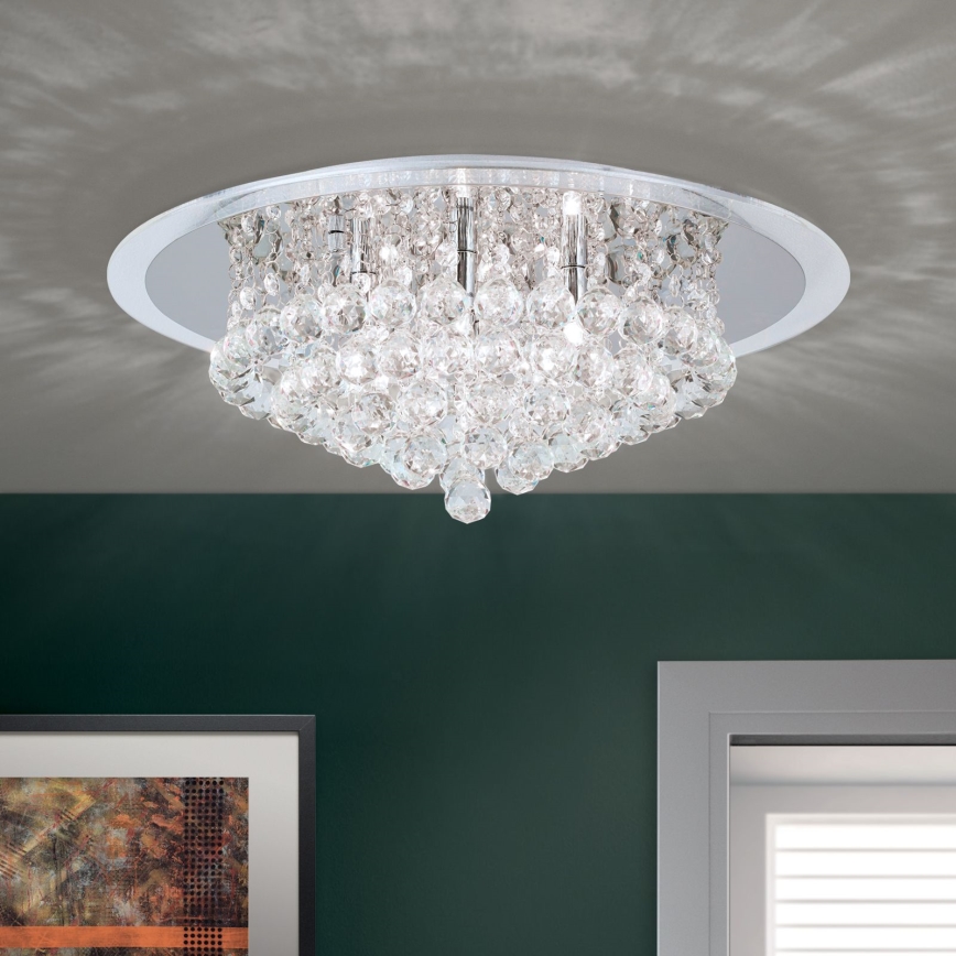 Krištáľové stropné svietidlo GLORIA 6xG9/40W/230V pr. 50 cm číra/lesklý chróm