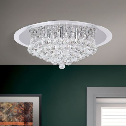 Krištáľové stropné svietidlo GLORIA 6xG9/40W/230V pr. 50 cm číra/lesklý chróm