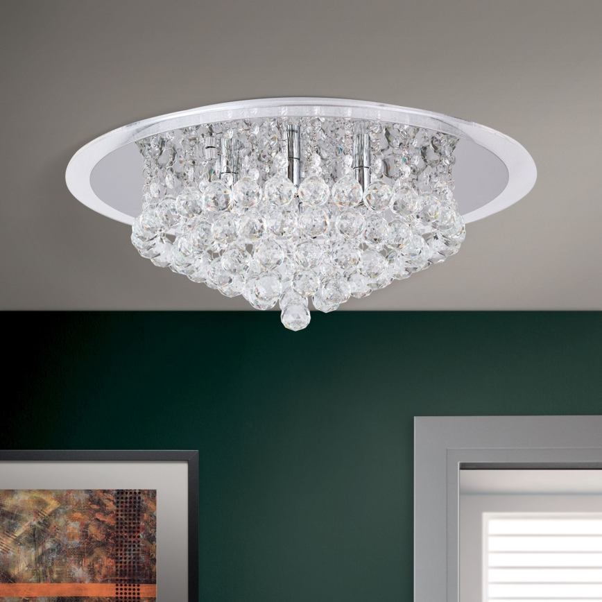 Krištáľové stropné svietidlo GLORIA 6xG9/40W/230V pr. 50 cm číra/lesklý chróm