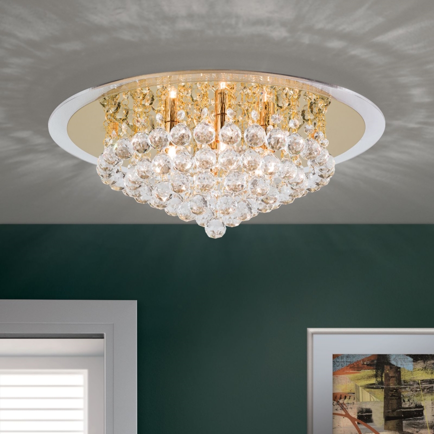 Krištáľové stropné svietidlo GLORIA 6xG9/40W/230V pr. 50 cm zlatá