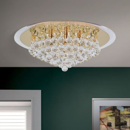 Krištáľové stropné svietidlo GLORIA 6xG9/40W/230V pr. 50 cm zlatá