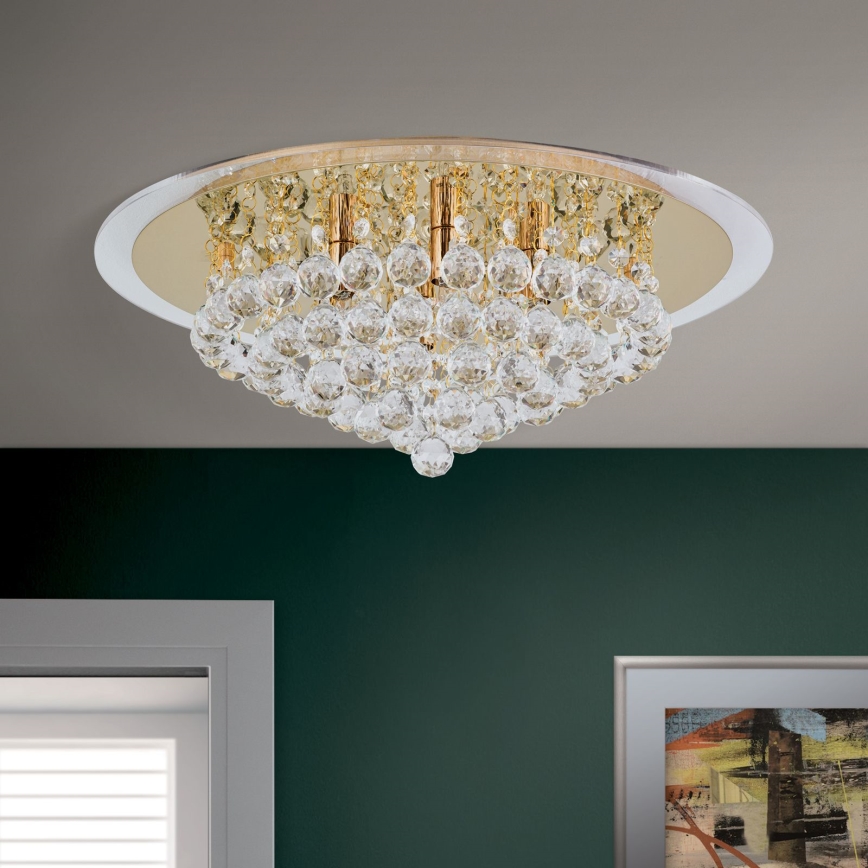 Krištáľové stropné svietidlo GLORIA 6xG9/40W/230V pr. 50 cm zlatá