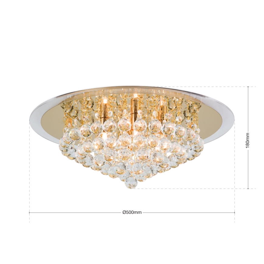 Krištáľové stropné svietidlo GLORIA 6xG9/40W/230V pr. 50 cm zlatá