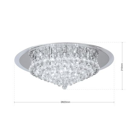 Krištáľové stropné svietidlo GLORIA 9xG9/40W/230V pr. 62 cm číra/lesklý chróm