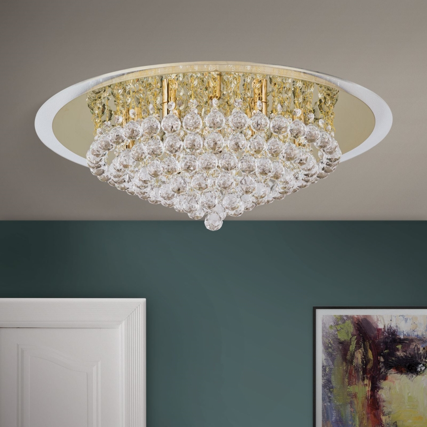 Krištáľové stropné svietidlo GLORIA 9xG9/40W/230V pr. 62 cm zlatá