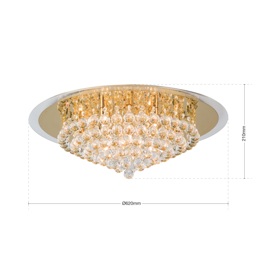 Krištáľové stropné svietidlo GLORIA 9xG9/40W/230V pr. 62 cm zlatá