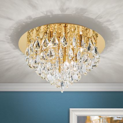 Krištáľové stropné svietidlo CELESTE 6xG9/40W/230V pr. 45 cm zlatá