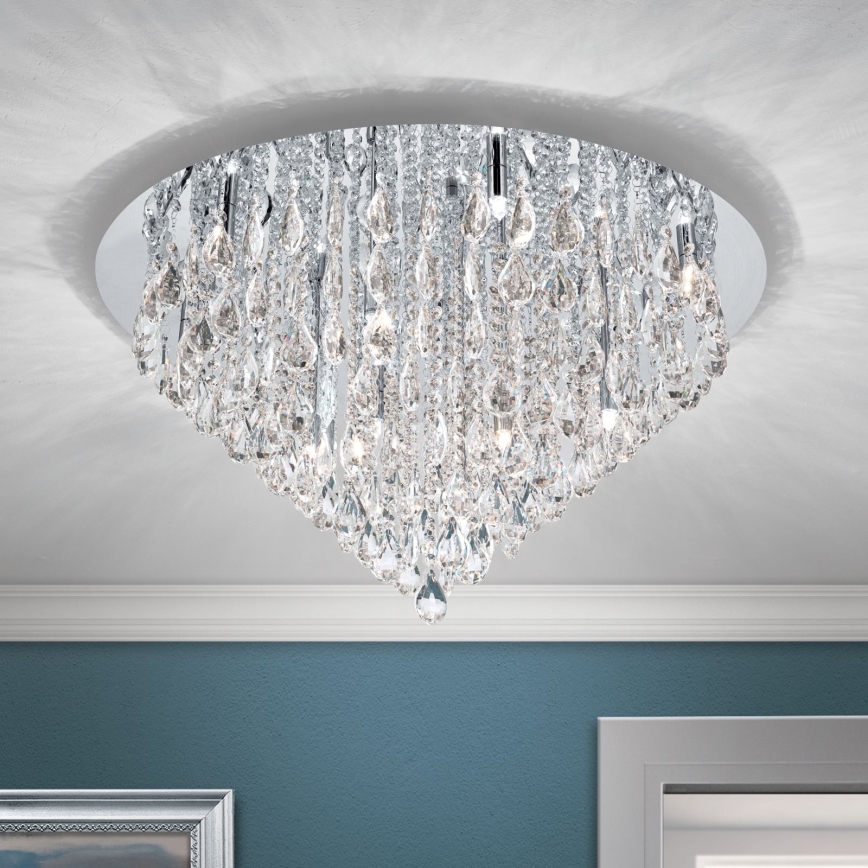 Krištáľové stropné svietidlo CELESTE 12xG9/40W/230V pr. 75 cm lesklý chróm