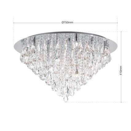 Krištáľové stropné svietidlo CELESTE 12xG9/40W/230V pr. 75 cm lesklý chróm