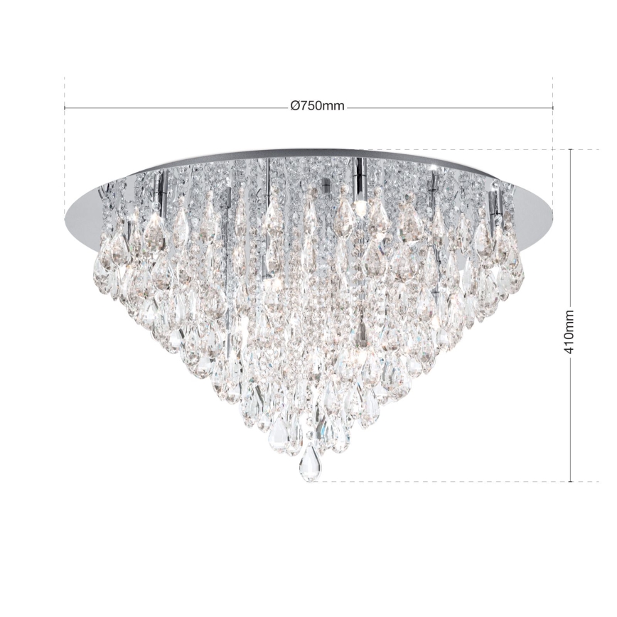 Krištáľové stropné svietidlo CELESTE 12xG9/40W/230V pr. 75 cm lesklý chróm