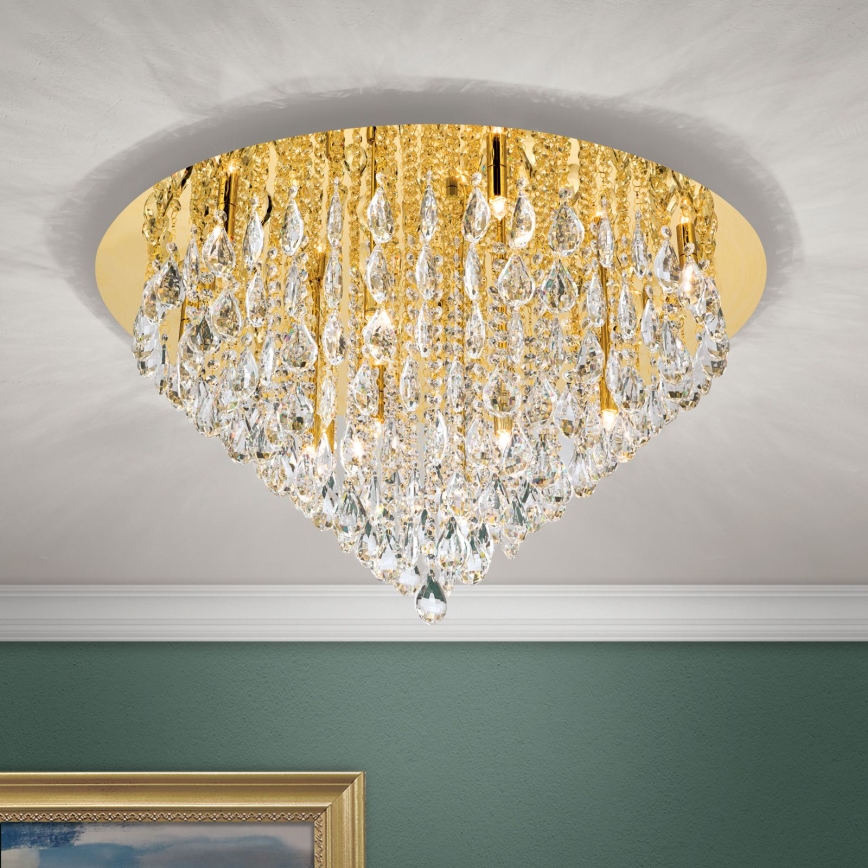 Krištáľové stropné svietidlo CELESTE 12xG9/40W/230V pr. 75 cm zlatá