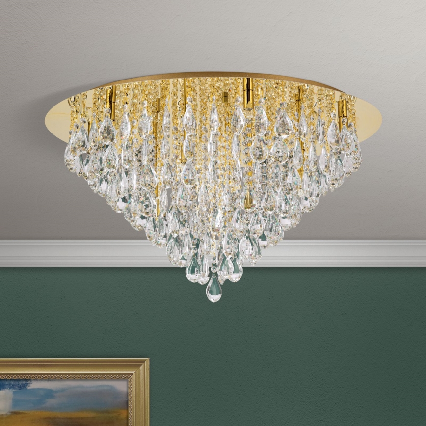 Krištáľové stropné svietidlo CELESTE 12xG9/40W/230V pr. 75 cm zlatá