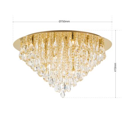 Krištáľové stropné svietidlo CELESTE 12xG9/40W/230V pr. 75 cm zlatá