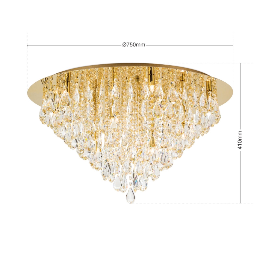 Krištáľové stropné svietidlo CELESTE 12xG9/40W/230V pr. 75 cm zlatá