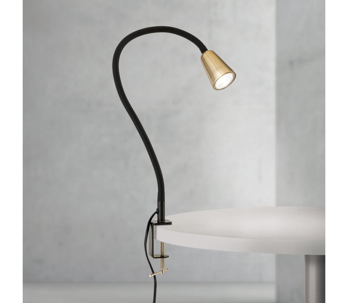 Orion - Flexibilná stolová lampa s klipom DOTTY 1xGU10/10W/230V mosadz/čierna LA 4-1231/1 schwarz/MS