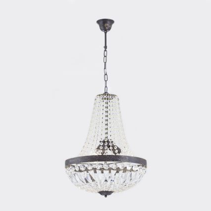 Krištáľový luster na reťazi ARILA 3xE27/60W/230V pr. 40 cm hnedá/patina