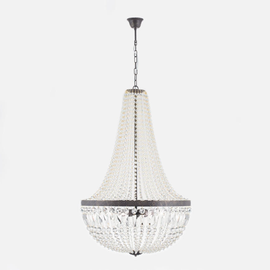Krištáľový luster na reťazi ARILA 6xE27/60W/230V pr. 60 cm hnedá/patina