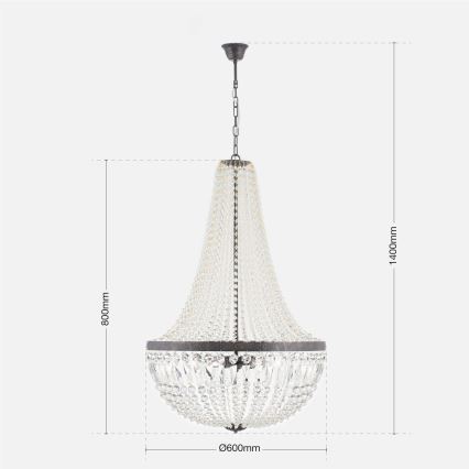 Krištáľový luster na reťazi ARILA 6xE27/60W/230V pr. 60 cm hnedá/patina