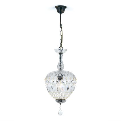 Krištáľový luster na reťazi ARILA 1xE27/60W/230V pr. 25 cm hnedá/patina