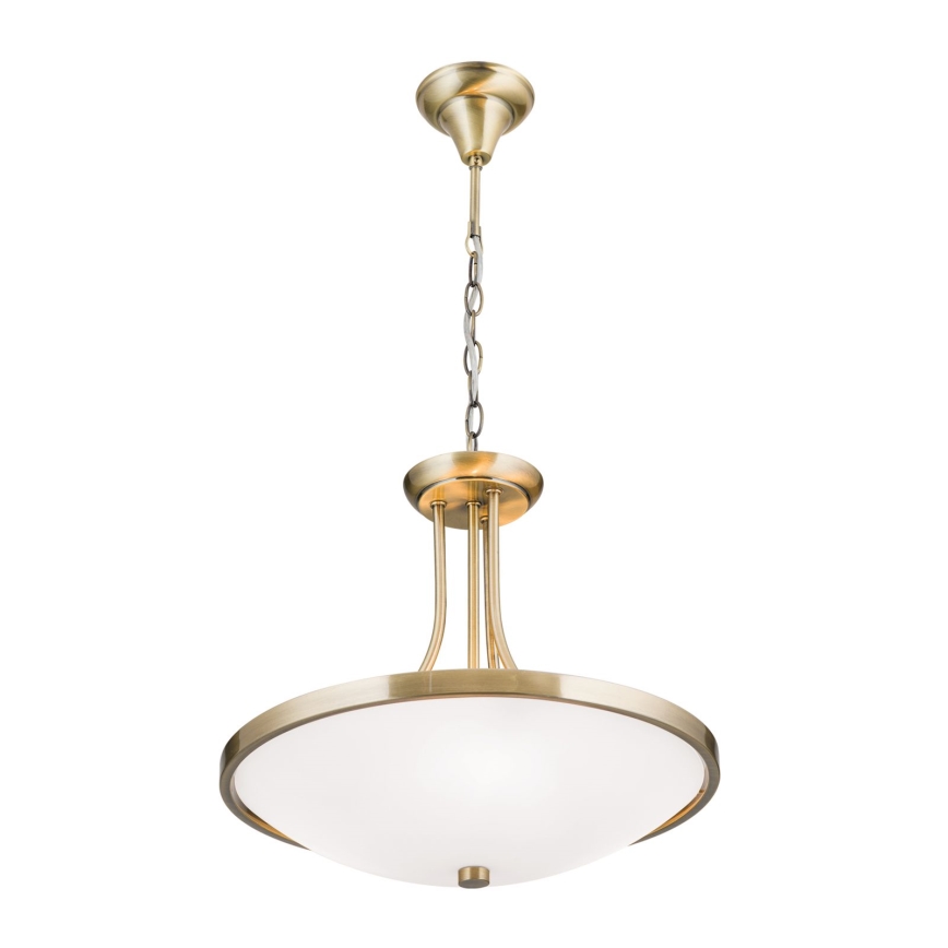 Luster na reťazi AIDA 3xE27/60W/230V pr. 39,5 cm mosadz