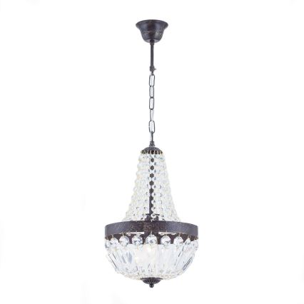 Krištáľový luster na reťazi ARILA 1xE27/60W/230V pr. 25,5 cm hnedá/patina