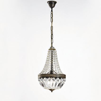 Krištáľový luster na reťazi ARILA 1xE27/60W/230V pr. 25,5 cm hnedá/patina