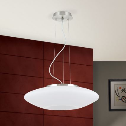 Luster na lanku BLANC 2xE27/60W/230V pr. 49 cm matný chróm