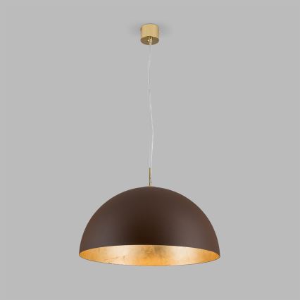 Luster na lanku ELIANO 1xE27/60W/230V pr. 50 cm hnedá/zlatá