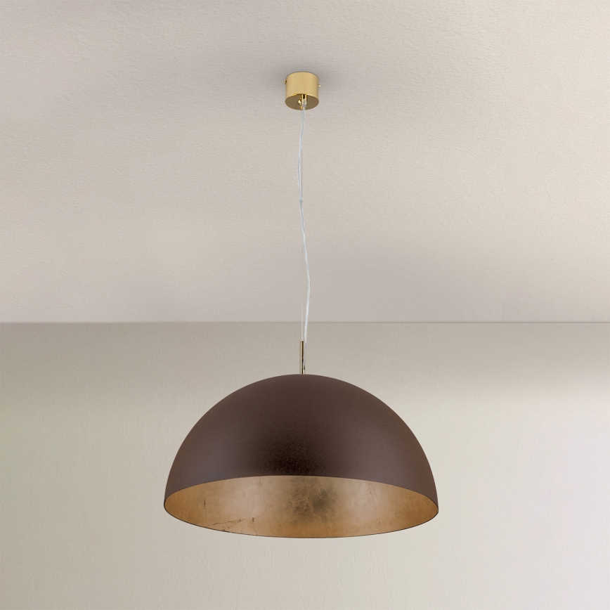 Luster na lanku ELIANO 1xE27/60W/230V pr. 50 cm hnedá/zlatá