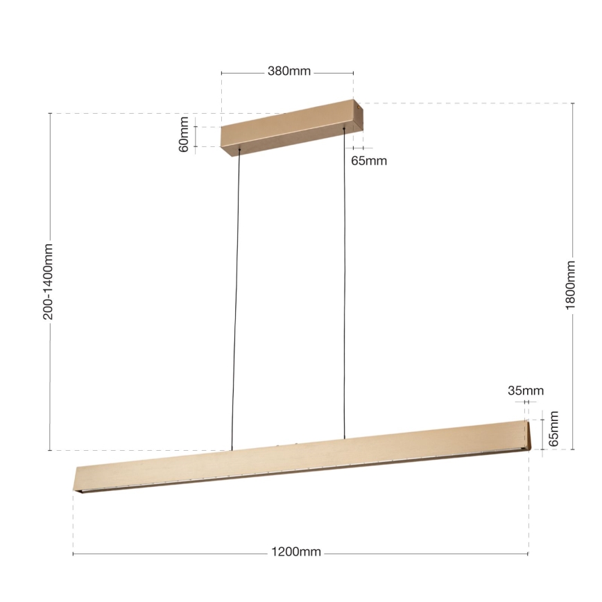 LED Stmievateľný luster na lanku TARA LED/44W/230V 2700/3800/4500/5700K zlatá