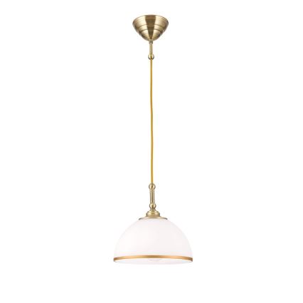 Luster na lanku OLD LAMP 1xE27/40W/230V biela/mosadz