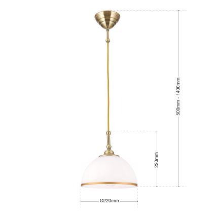 Luster na lanku OLD LAMP 1xE27/40W/230V biela/mosadz