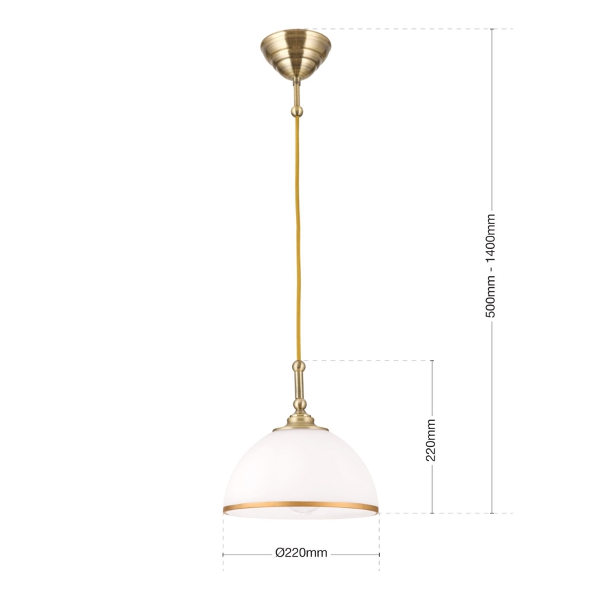 Luster na lanku OLD LAMP 1xE27/40W/230V biela/mosadz