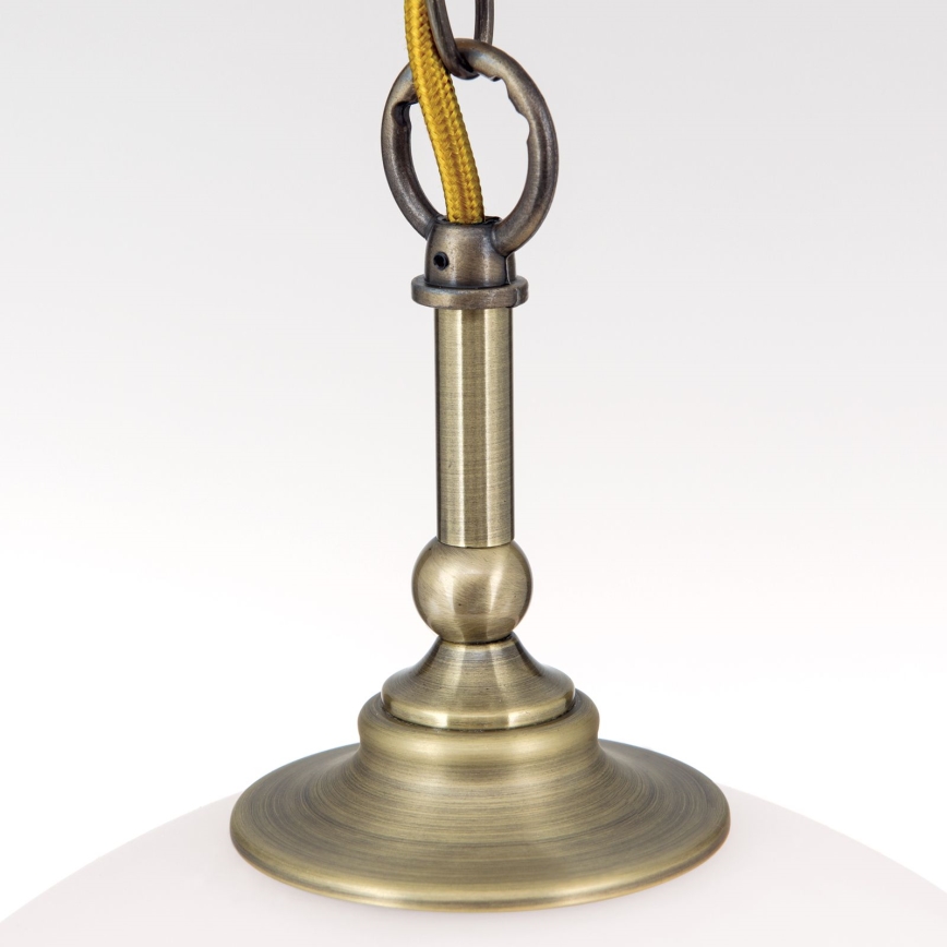 Luster na reťazi OLD LAMP 1xE27/40W/230V pr. 30 cm biela/mosadz