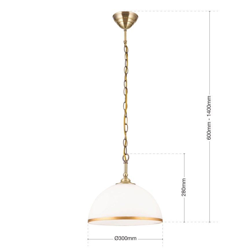 Luster na reťazi OLD LAMP 1xE27/40W/230V pr. 30 cm biela/mosadz