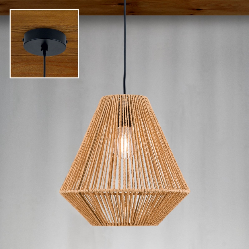 Luster na lanku JUNGLE 1xE27/40W/230V pr. 31 cm konope