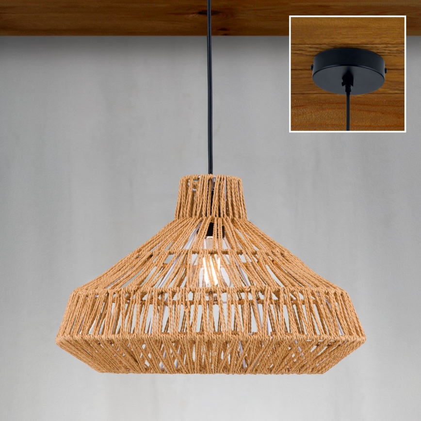 Luster na lanku BASKET 1xE27/40W/230V pr. 40 cm konope