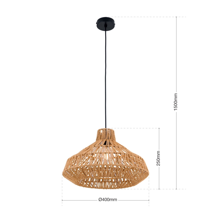 Luster na lanku BASKET 1xE27/40W/230V pr. 40 cm konope