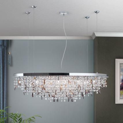 Krištáľový luster na lanku CRYSTALRIVER 21xG9/40W/230V lesklý chróm