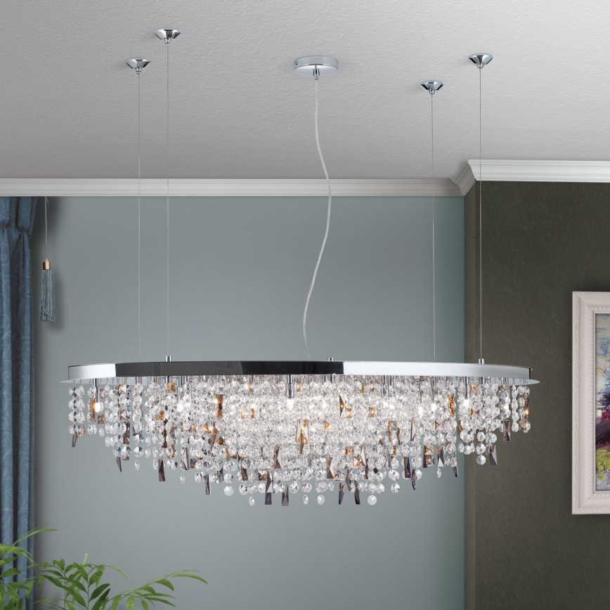 Krištáľový luster na lanku CRYSTALRIVER 21xG9/40W/230V lesklý chróm