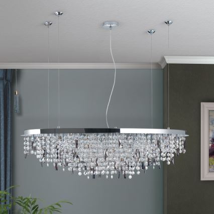 Krištáľový luster na lanku CRYSTALRIVER 21xG9/40W/230V lesklý chróm