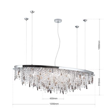 Krištáľový luster na lanku CRYSTALRIVER 21xG9/40W/230V lesklý chróm