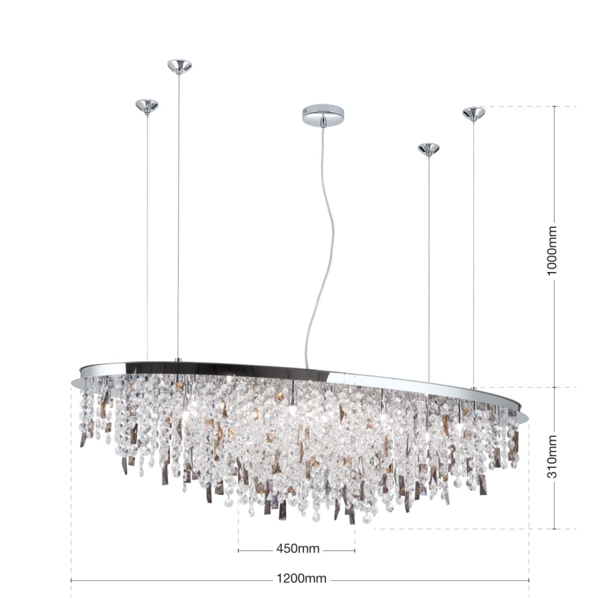 Krištáľový luster na lanku CRYSTALRIVER 21xG9/40W/230V lesklý chróm