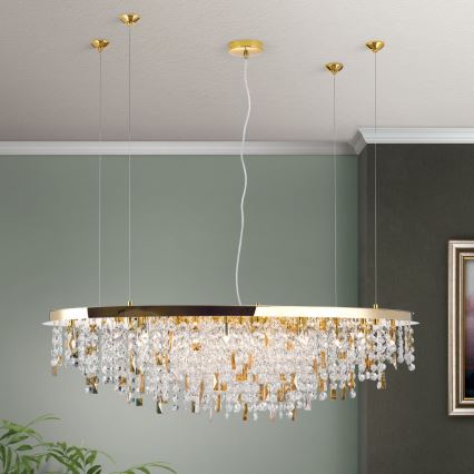 Krištáľový luster na lanku CRYSTALRIVER 21xG9/40W/230V zlatá