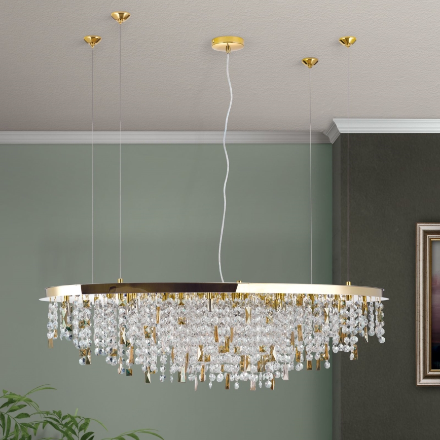 Krištáľový luster na lanku CRYSTALRIVER 21xG9/40W/230V zlatá