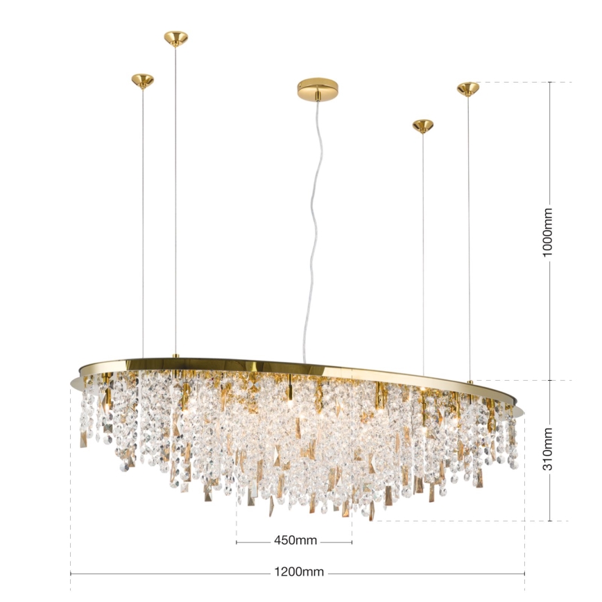 Krištáľový luster na lanku CRYSTALRIVER 21xG9/40W/230V zlatá