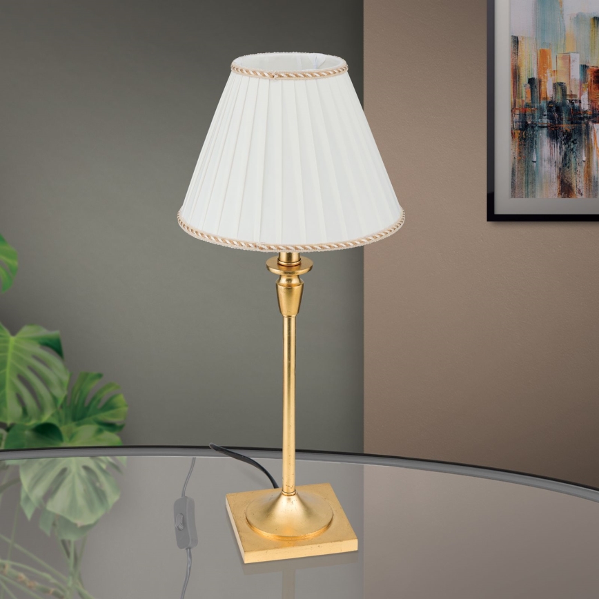 Stolná lampa FONSA 1xE27/60W/230V 61 cm biela/zlatá