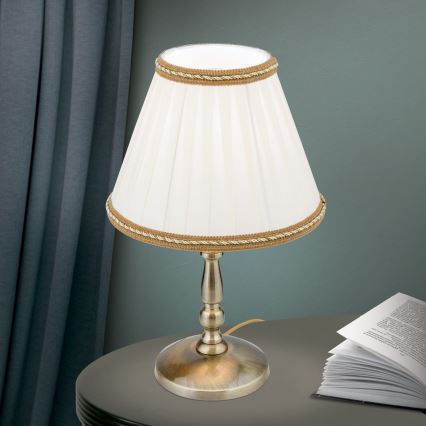 Stolná lampa TONIA 1xE27/60W/230V pr. 25 cm biela/bronz