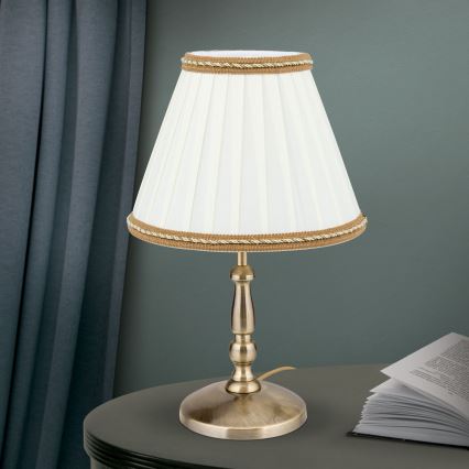 Stolná lampa TONIA 1xE27/60W/230V pr. 25 cm biela/bronz