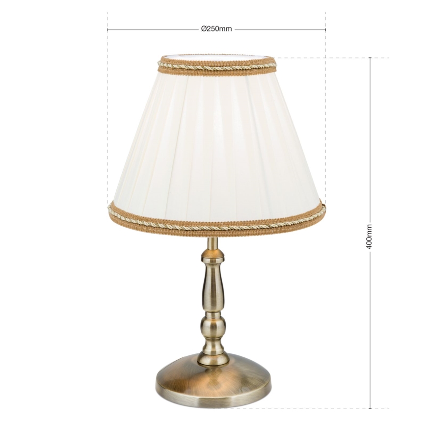 Stolná lampa TONIA 1xE27/60W/230V pr. 25 cm biela/bronz